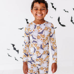 Baby Kids Bamboo Pajamas — Hide and Ghost Seek Long Sleeve Pajama Set — Image 1