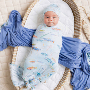 Baby Kids Bamboo Pajamas — Holy Carp Swaddle & Beanie Set — Image 1