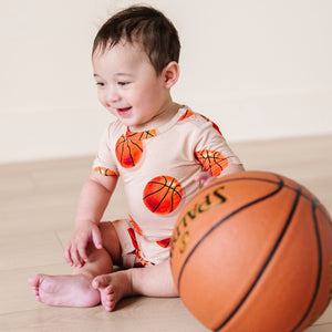 Baby Kids Bamboo Pajamas — Hoop, There It Is Shortie Romper — Image 1