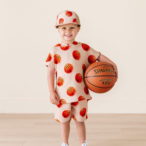 Baby Kids Bamboo Pajamas — Hoop, There It Is Hooded T-shirt & Shorts Set — Image 1