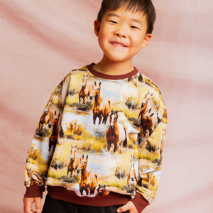 Baby Kids Bamboo Pajamas — Horse of Course Crew Neck Sweatshirt — Image 1