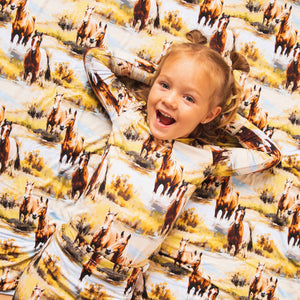 Baby Kids Bamboo Pajamas — Horse of Course Bum Bum Blanket — Image 1