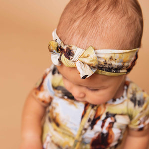 Baby Kids Bamboo Pajamas — Horse of Course Headwrap — Image 1