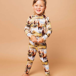 Baby Kids Bamboo Pajamas — Horse of Course Long Sleeve Pajama Set — Image 1