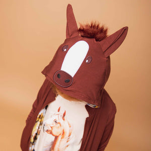 Baby Kids Bamboo Pajamas — Horse of Course Reversible Jacket — Image 1