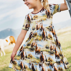 Baby Kids Bamboo Pajamas — Horse of Course Short Sleeve Dress & Shorts Set — Image 1