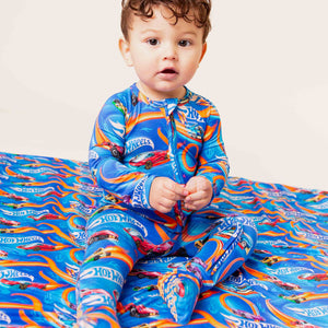 Baby Kids Bamboo Pajamas — Hot Wheels™ Full Throttle Convertible Romper — Image 1