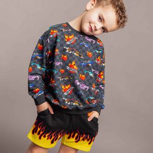 Baby Kids Bamboo Pajamas — Hot Wheels™ Heart Racers Crew Neck Sweatshirt — Image 1
