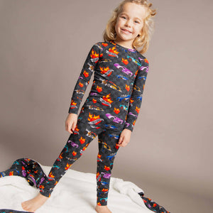 Baby Kids Bamboo Pajamas — Hot Wheels™ Heart Racers Long Sleeve Pajama Set — Image 1