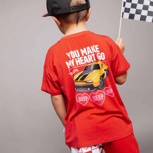 Baby Kids Bamboo Pajamas — Hot Wheels™ Heart Beep T-Shirt — Image 1
