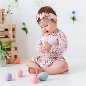 Baby Kids Bamboo Pajamas — Hunny Bunny Ruffle Dress — Image 1