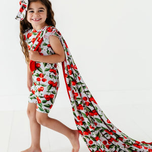 Baby Kids Bamboo Pajamas — I Cherry-ish You Bum Bum Blanket — Image 1