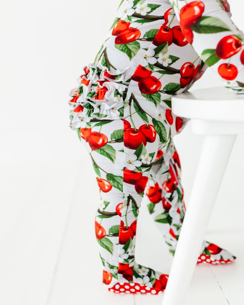 Cherry Print Footie-Dusty Pink main image 0