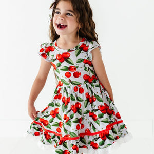 Baby Kids Bamboo Pajamas — I Cherry-ish You Short Sleeve Party Dress & Shorts Set — Image 1