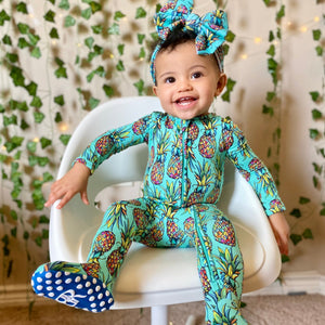 Baby Kids Bamboo Pajamas — Feelin' Pine Footie — Image 1