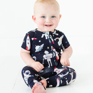Baby Kids Bamboo Pajamas — I Need Space Romper - Short Sleeves — Image 1