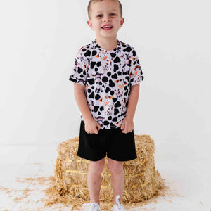 Baby Kids Bamboo Pajamas — In a Good Moo-D T-Shirt & Shorts Set — Image 1