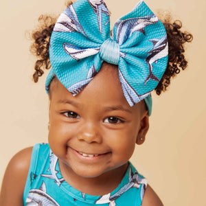 Baby Kids Bamboo Pajamas — Shark Week™ Jaws & Effect Biggie Bow — Image 1