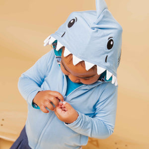 Baby Kids Bamboo Pajamas — Shark Week™ Jaws & Effect Reversible Jacket — Image 1