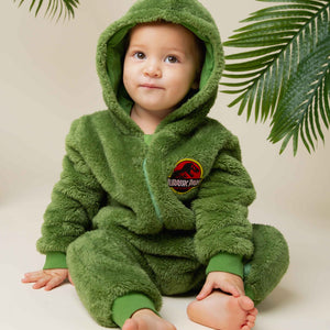 Baby Kids Bamboo Pajamas — Jurassic World™ Plush Zip-Up One-Piece — Image 1