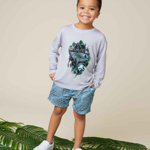 Baby Kids Bamboo Pajamas — Jurassic World™ Indominus Long Sleeve Shirt — Image 1
