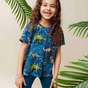 Baby Kids Bamboo Pajamas — Jurassic World™ Girls Oversized T-Shirt & Biker Shorts Set — Image 1