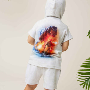 Baby Kids Bamboo Pajamas — Jurassic World™ Throwback Short Sleeve Hoodie — Image 1