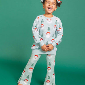 Baby Kids Bamboo Pajamas — Just BeClause Crew Neck Sweatshirt & Bell Bottoms Set — Image 1