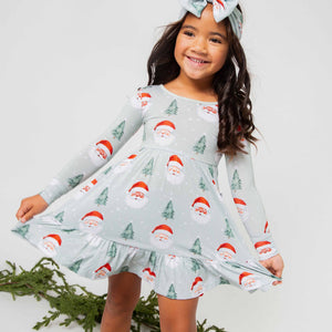 Baby Kids Bamboo Pajamas — Just BeClause Long Sleeve Dress & Shorts Set — Image 1