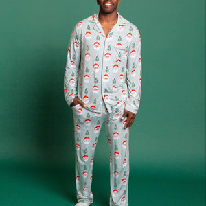 Baby Kids Bamboo Pajamas — Just BeClause Men's Collar Shirt & Pants Set — Image 1