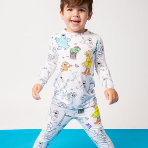 Baby Kids Bamboo Pajamas — Sesame Street™ Colorable Long Sleeve Pajama Set — Image 1