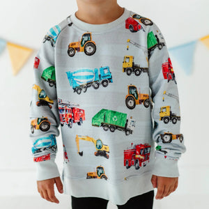 Baby Kids Bamboo Pajamas — Keep on Truckin’ Crew Neck Sweatshirt — Image 1