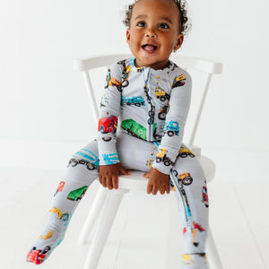 Baby Kids Bamboo Pajamas — Keep on Truckin’ Convertible Romper — Image 1