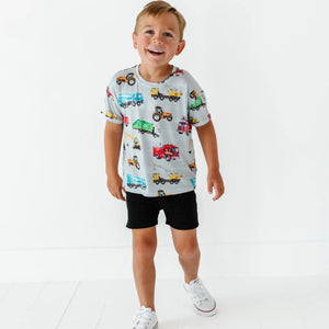 Baby Kids Bamboo Pajamas — Keep on Truckin’ T-Shirt & Shorts — Image 1