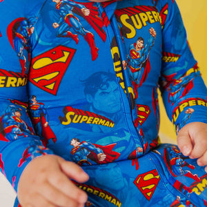 Baby Kids Bamboo Pajamas — SUPERMAN™ Kryptonite Crusher Convertible Romper — Image 1