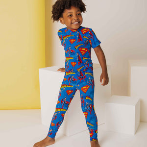 Baby Kids Bamboo Pajamas — SUPERMAN™ Kryptonite Crusher Short Sleeve Pajama Set — Image 1