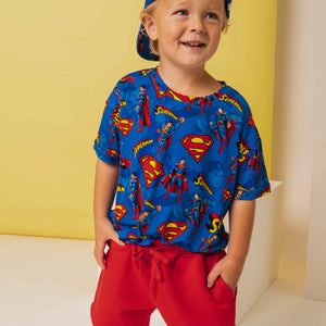 Baby Kids Bamboo Pajamas — SUPERMAN™ Kryptonite Crusher Short Sleeve T-Shirt & Shorts Set — Image 1