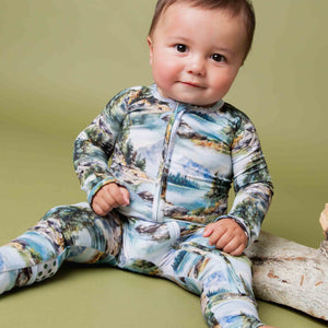 Baby Kids Bamboo Pajamas — Lake It Easy Convertible Romper — Image 1