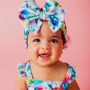 Baby Kids Bamboo Pajamas — The Turtle Package Biggie Bow — Image 1
