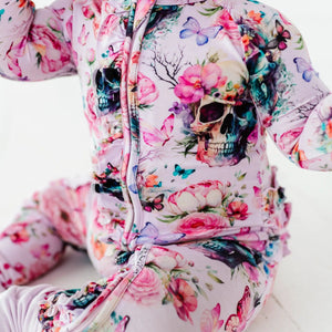 Baby Kids Bamboo Pajamas — Left Me On Dead Convertible Ruffle Romper — Image 1