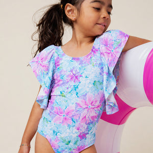 Baby Kids Bamboo Pajamas — Lei'd Back Ruffle Sleeve One Piece Swimsuit — Image 1
