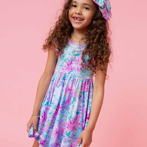 Baby Kids Bamboo Pajamas — Lei'd Back Cap Sleeve Dress & Shorts Set — Image 1