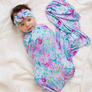 Baby Kids Bamboo Pajamas — Lei'd Back Swaddle & Headwrap Set — Image 1