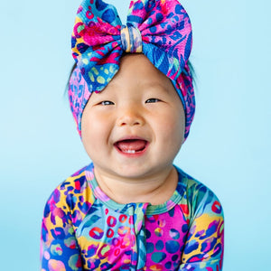 Baby Kids Bamboo Pajamas — Let’s Get Wild Biggie Bow — Image 1