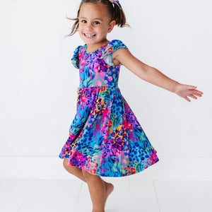 Baby Kids Bamboo Pajamas — Let’s Get Wild Cap Sleeve Girls Dress & Shorts Set — Image 1