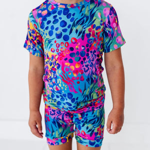 Baby Kids Bamboo Pajamas — Let’s Get Wild Two-Piece Pajama Shorts Set — Image 1