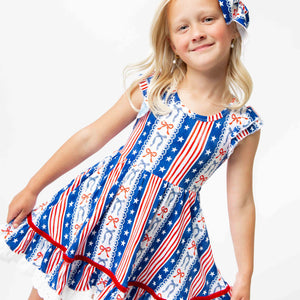 Baby Kids Bamboo Pajamas — Liberty Belle Cap Sleeve Party Dress & Shorts Set — Image 1
