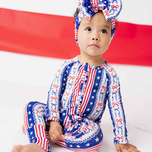 Baby Kids Bamboo Pajamas — Liberty Belle Convertible Ruffle Romper — Image 1