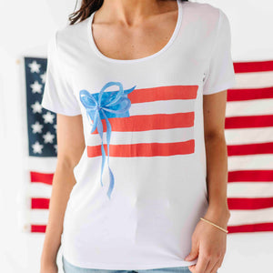 Baby Kids Bamboo Pajamas — Liberty & Bows for All Women's Short Sleeve T-Shirt — Image 1
