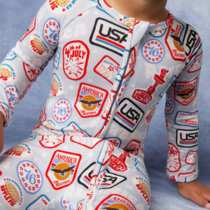 Baby Kids Bamboo Pajamas β Lil' Patch of America Convertible Romper β Image 1